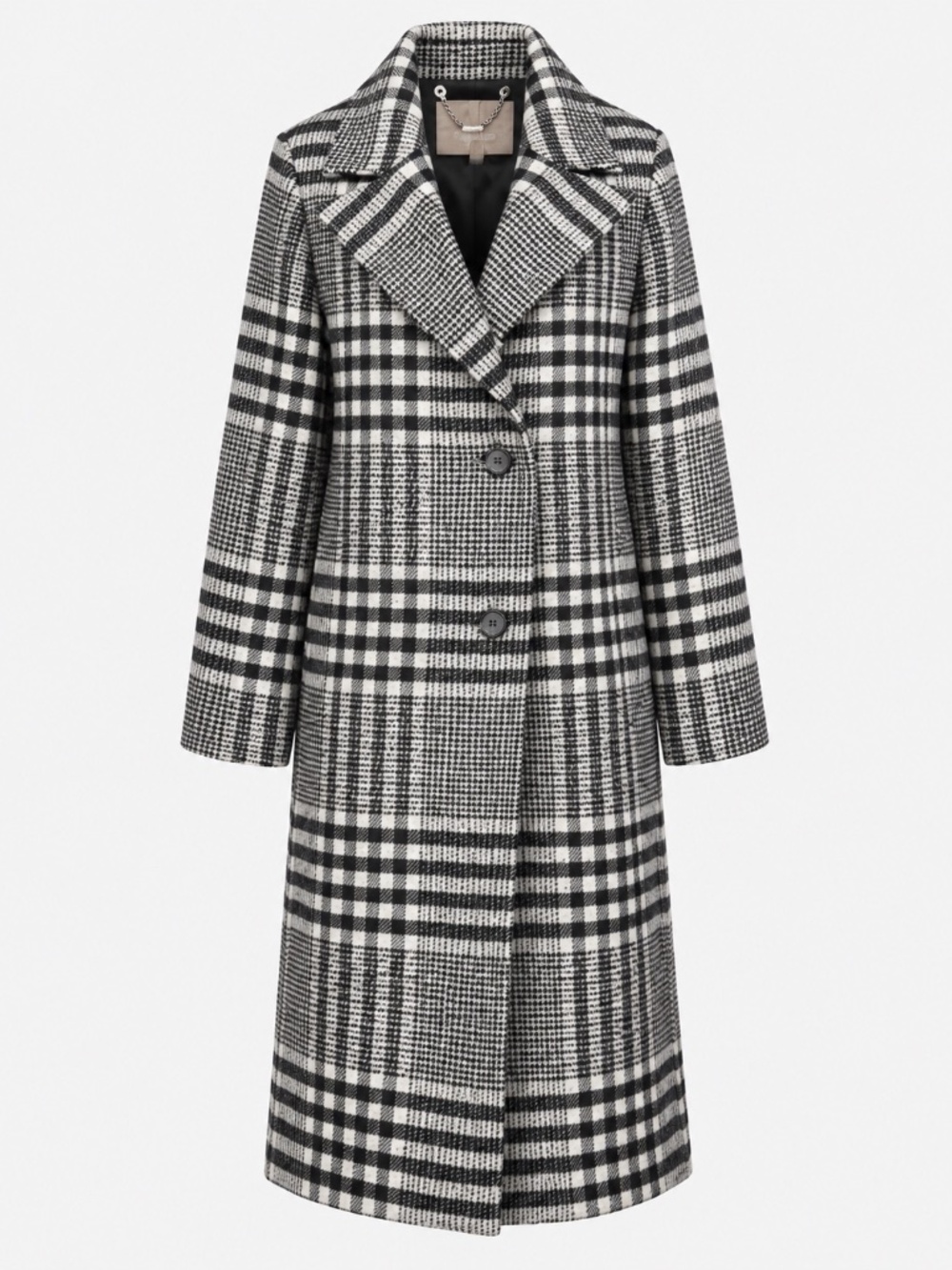 NWT Barbour Byron Wool Coat Mono Tartan Black White US 4